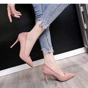 new pointed toe pumps suede shoes